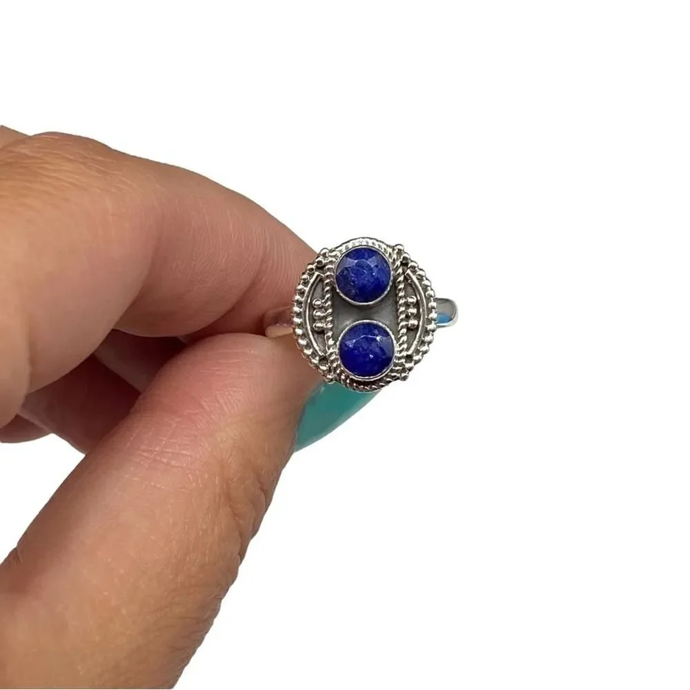 Sapphire Ring Size 7.5 Solid 925 Sterling Silver